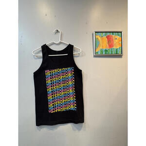 Black Tank Top with Colorful 'Heterophobic' Print